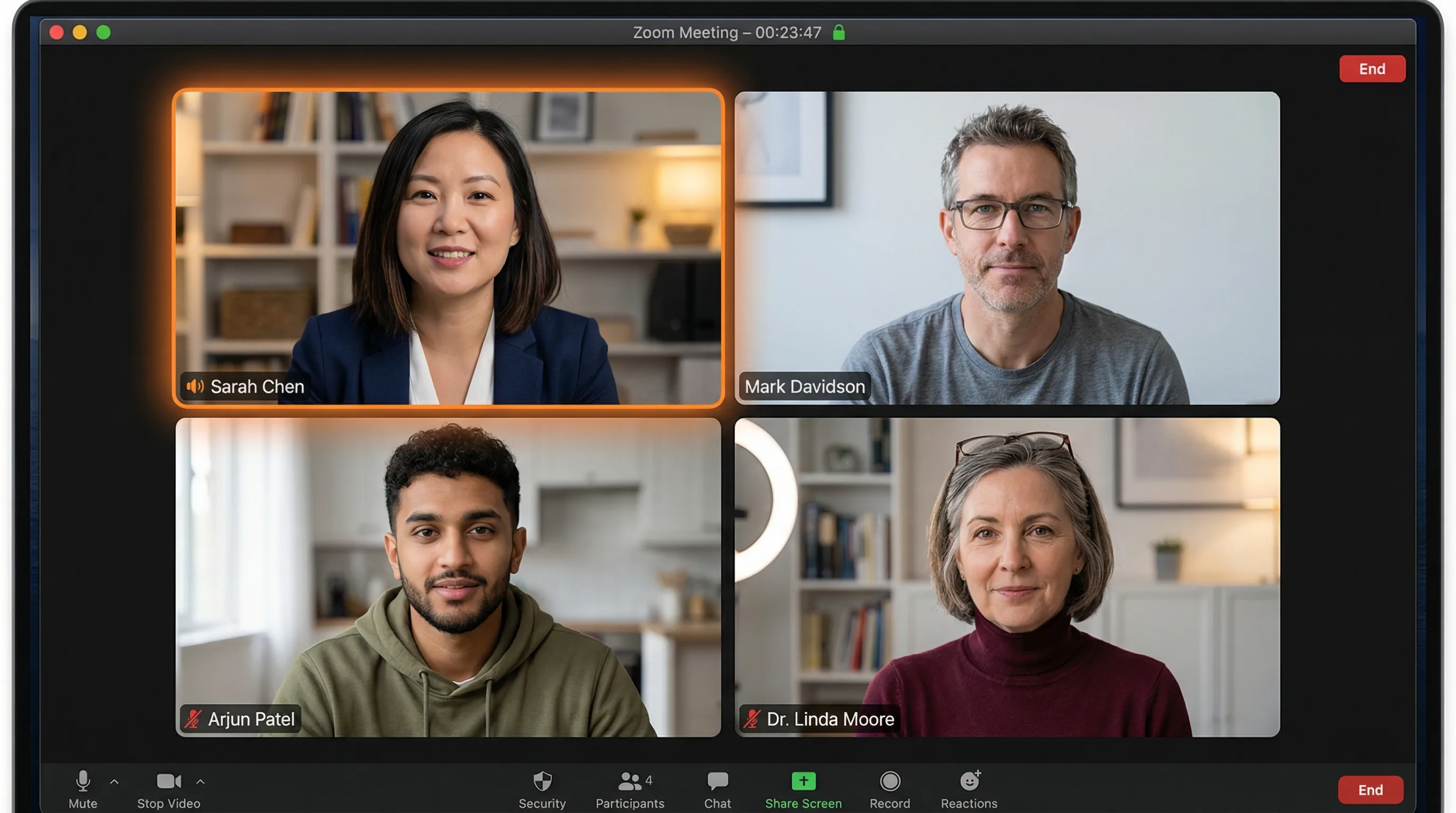 Sentara AI agent in a live video meeting with four participants